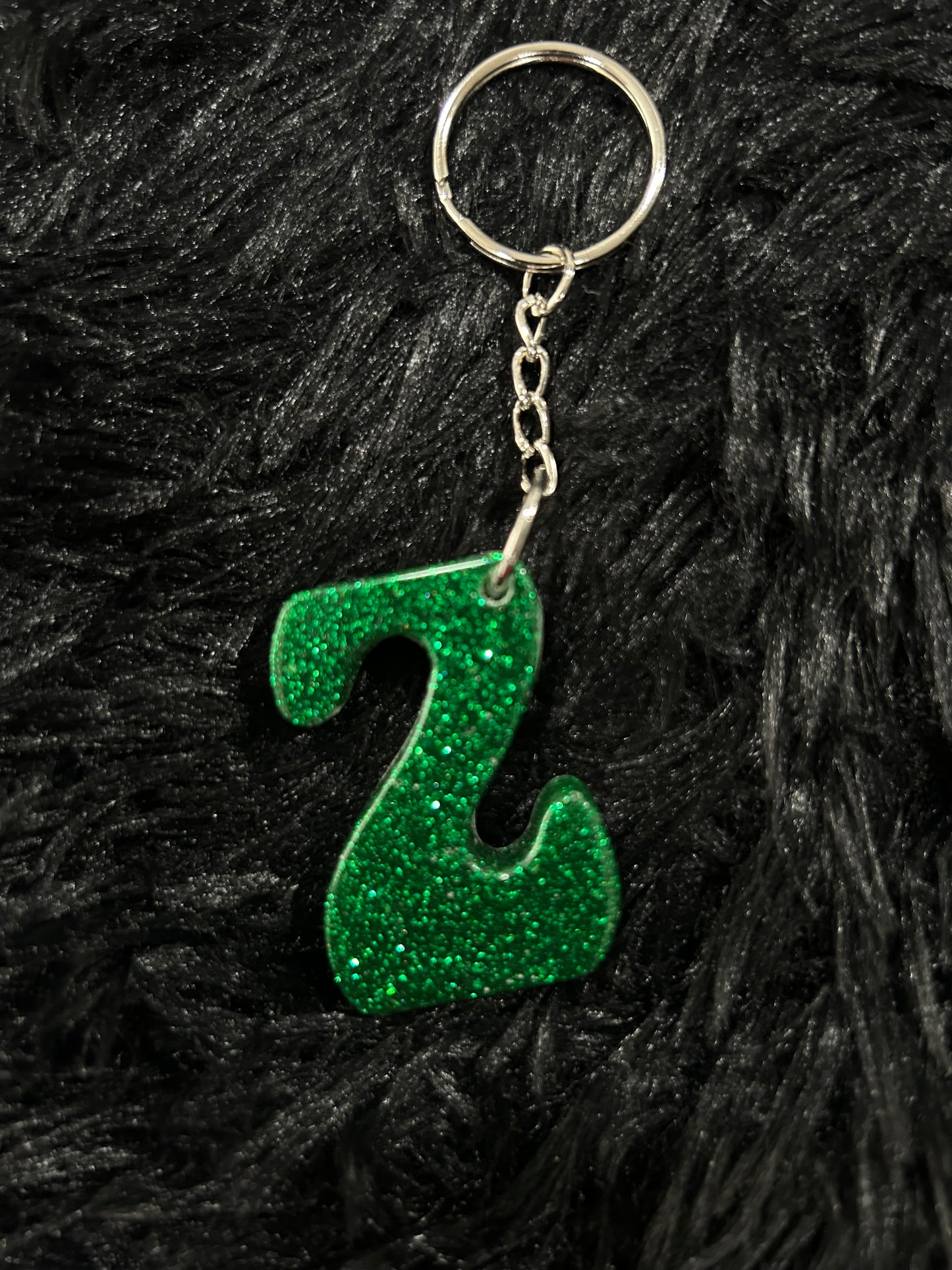 Custom Keychain - Letter Round Edges-GREEN