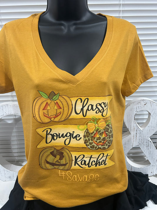 Classy- (Burnt Orange Vneck)