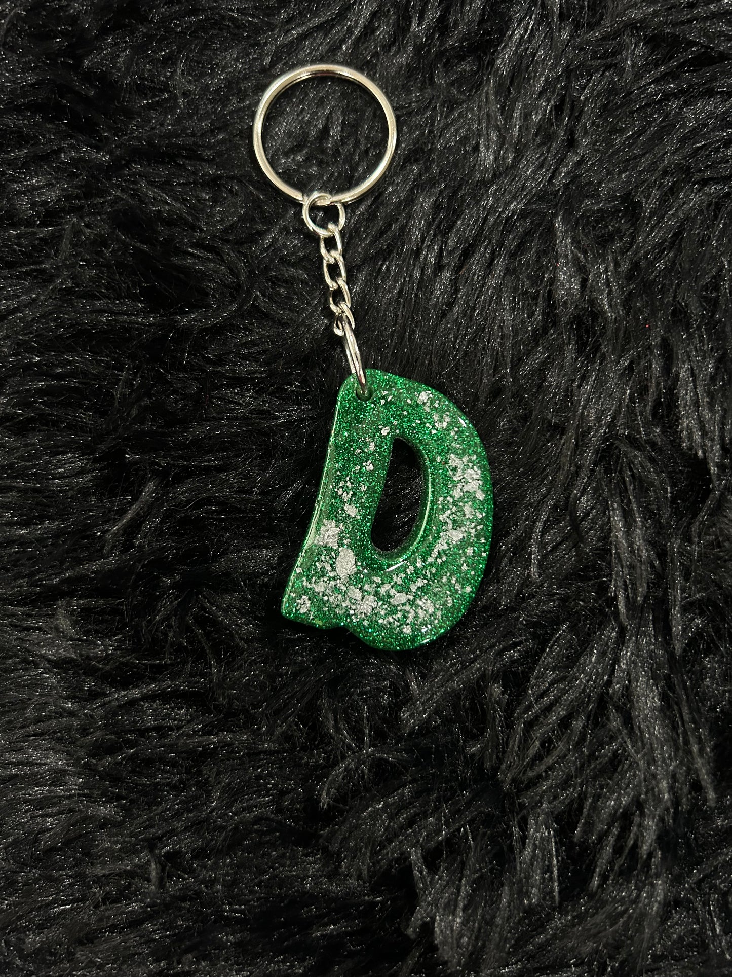 Custom Keychain - Letter Round Edges-GREEN