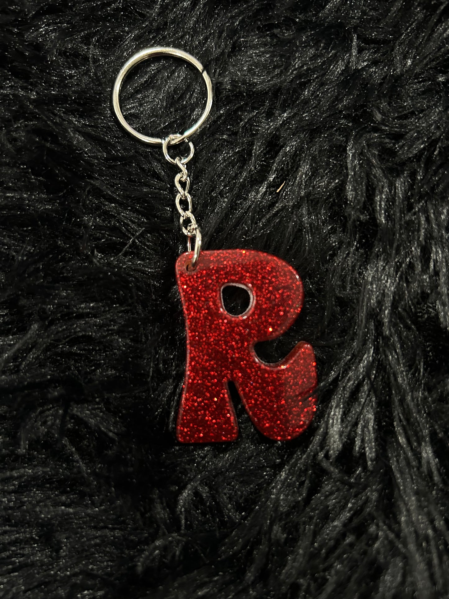 Custom Keychain - Letter Round Edges-RED