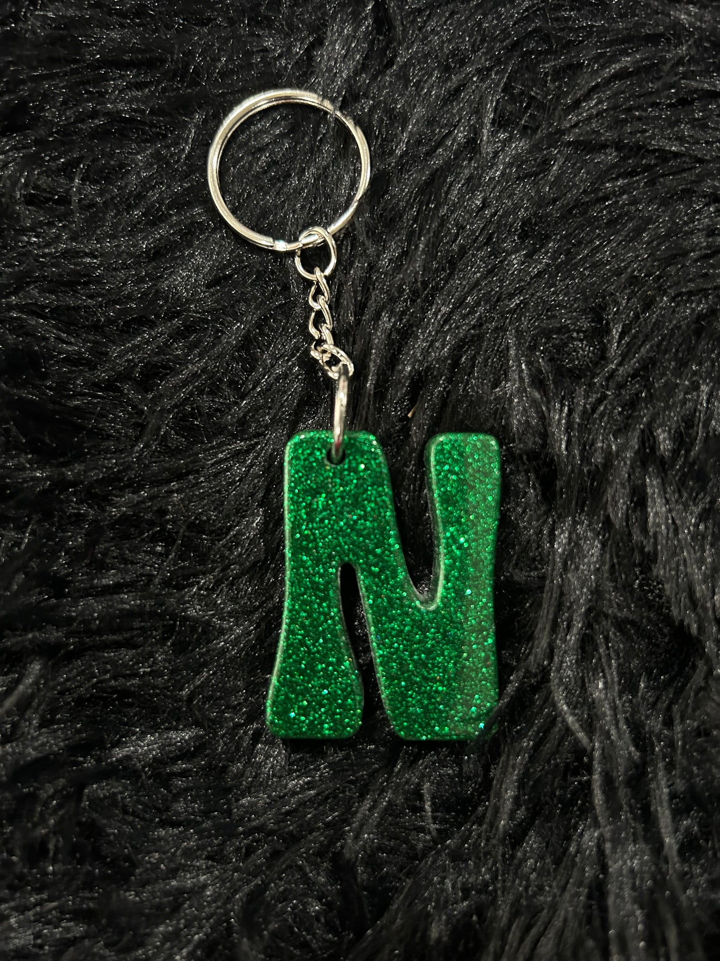 Custom Keychain - Letter Round Edges-GREEN