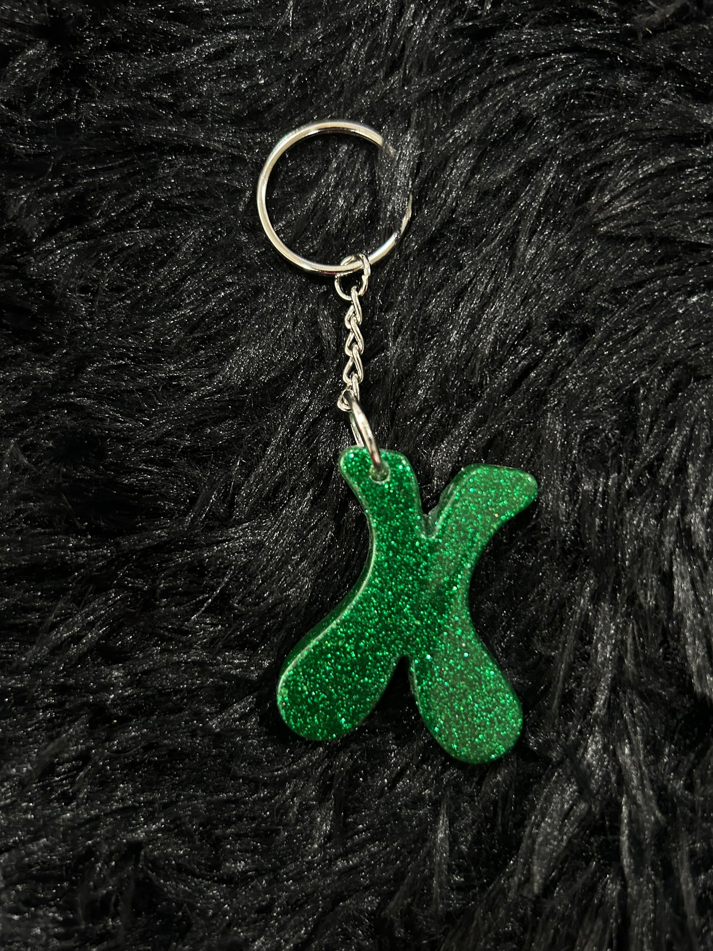 Custom Keychain - Letter Round Edges-GREEN