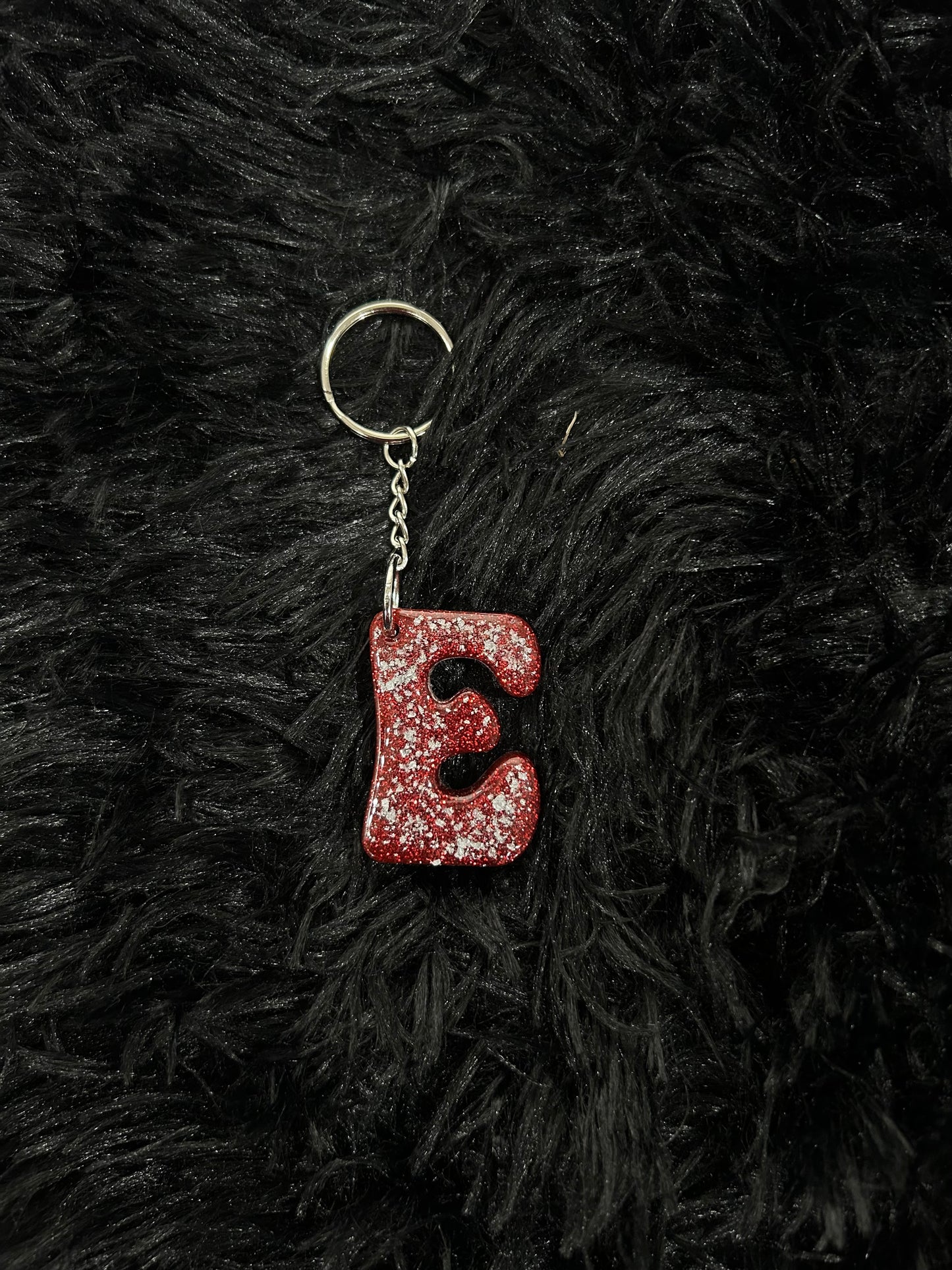 Custom Keychain - Letter Round Edges-RED