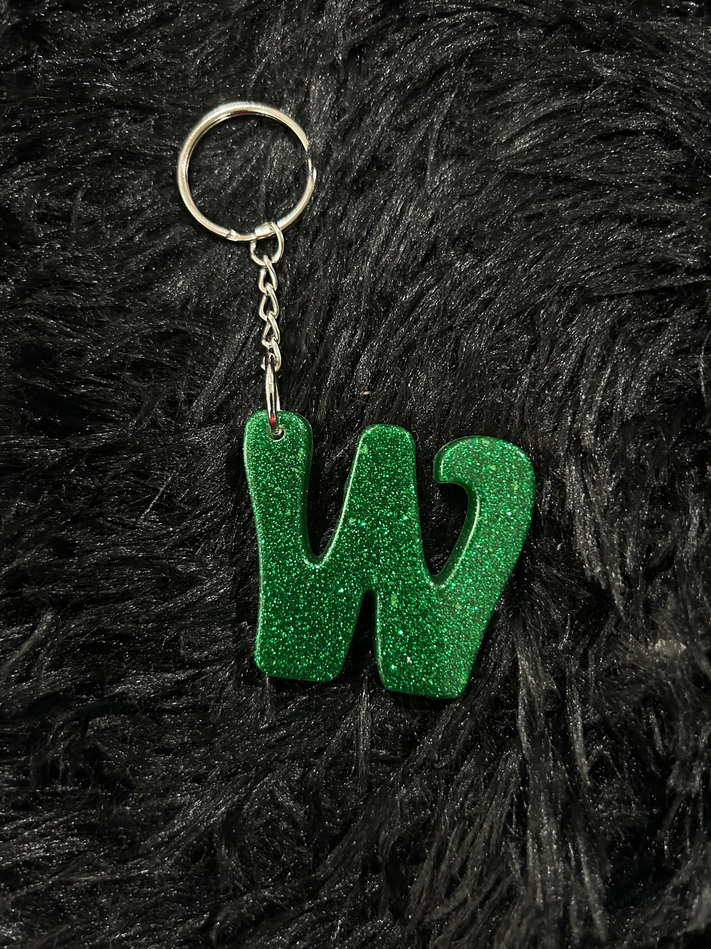 Custom Keychain - Letter Round Edges-GREEN