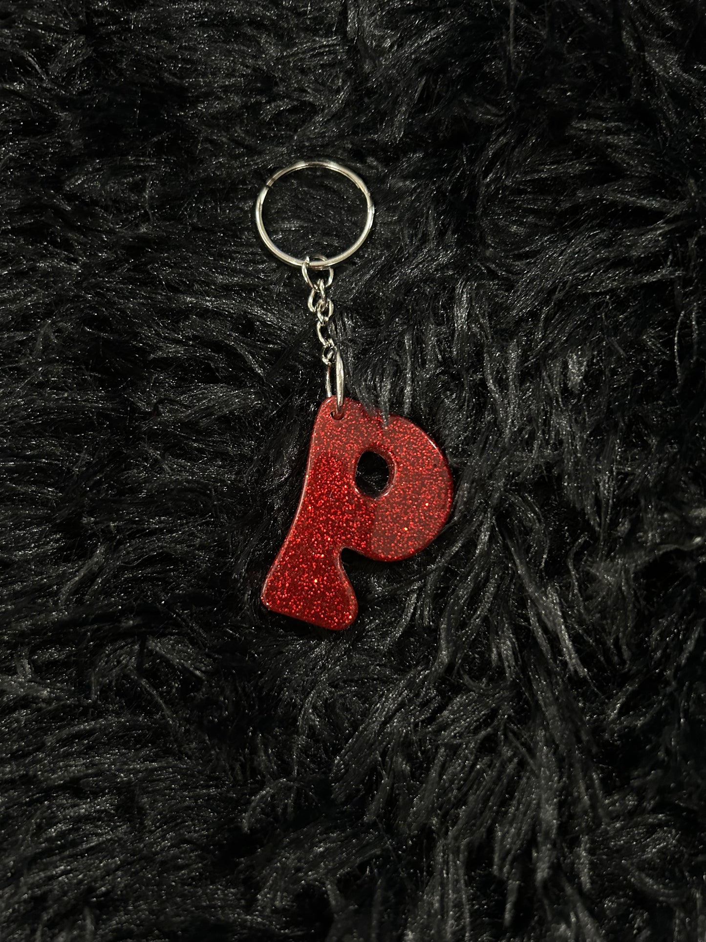 Custom Keychain - Letter Round Edges-RED
