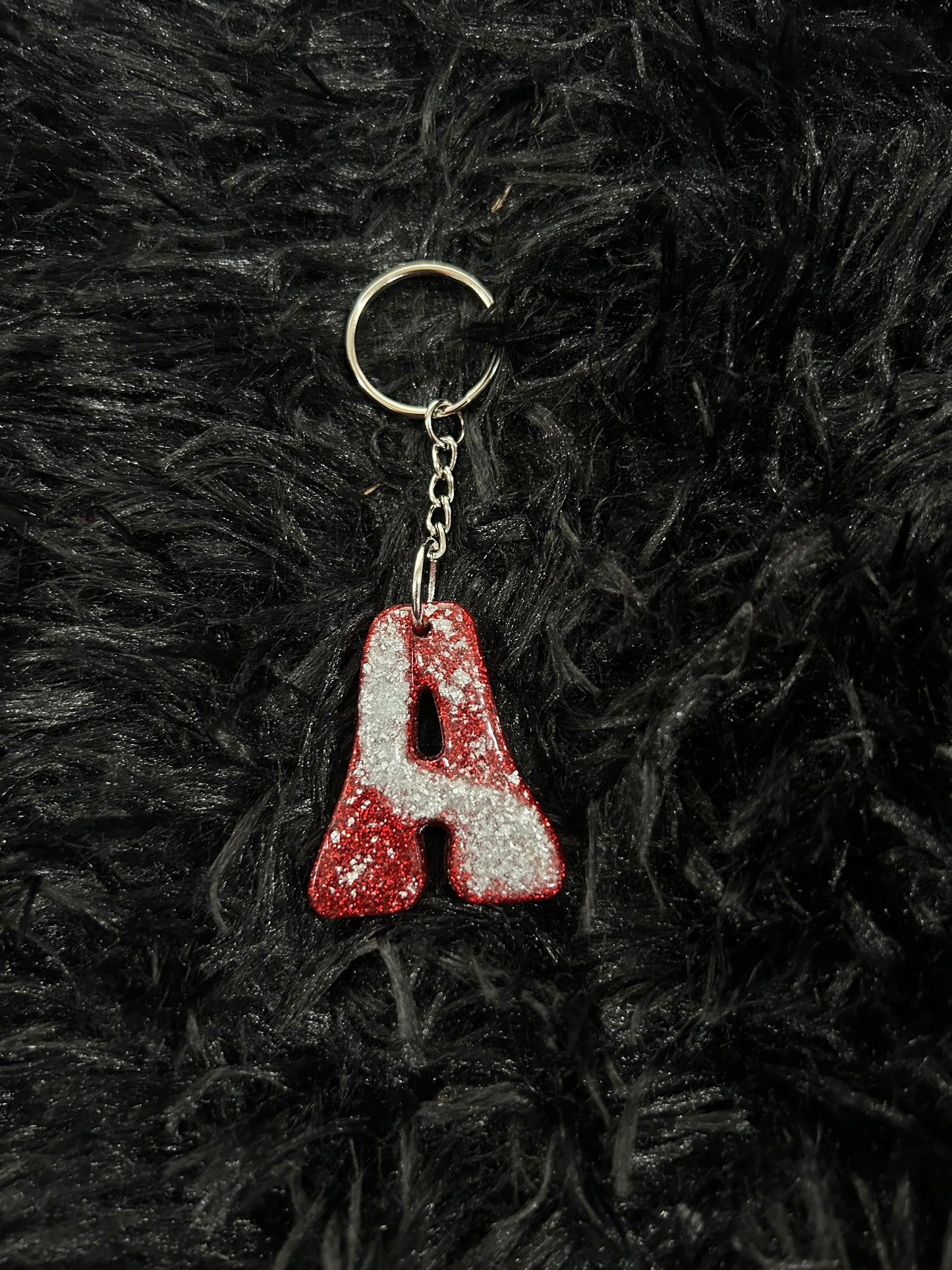 Custom Keychain - Letter Round Edges-RED
