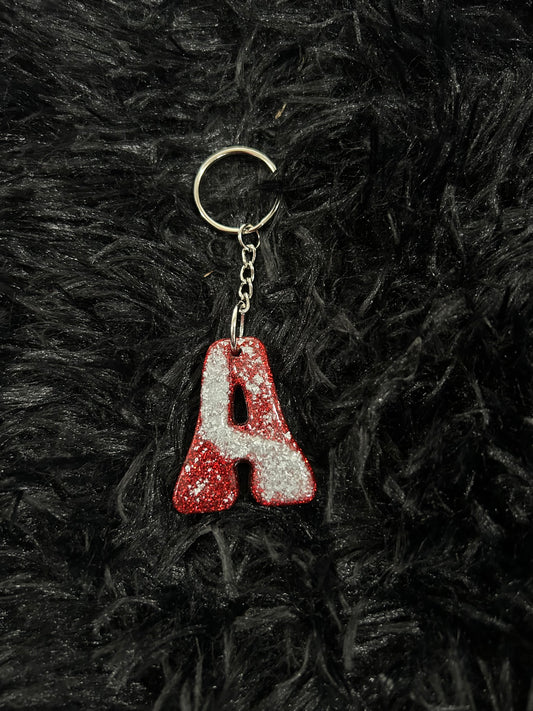 Custom Keychain - Letter Round Edges-RED
