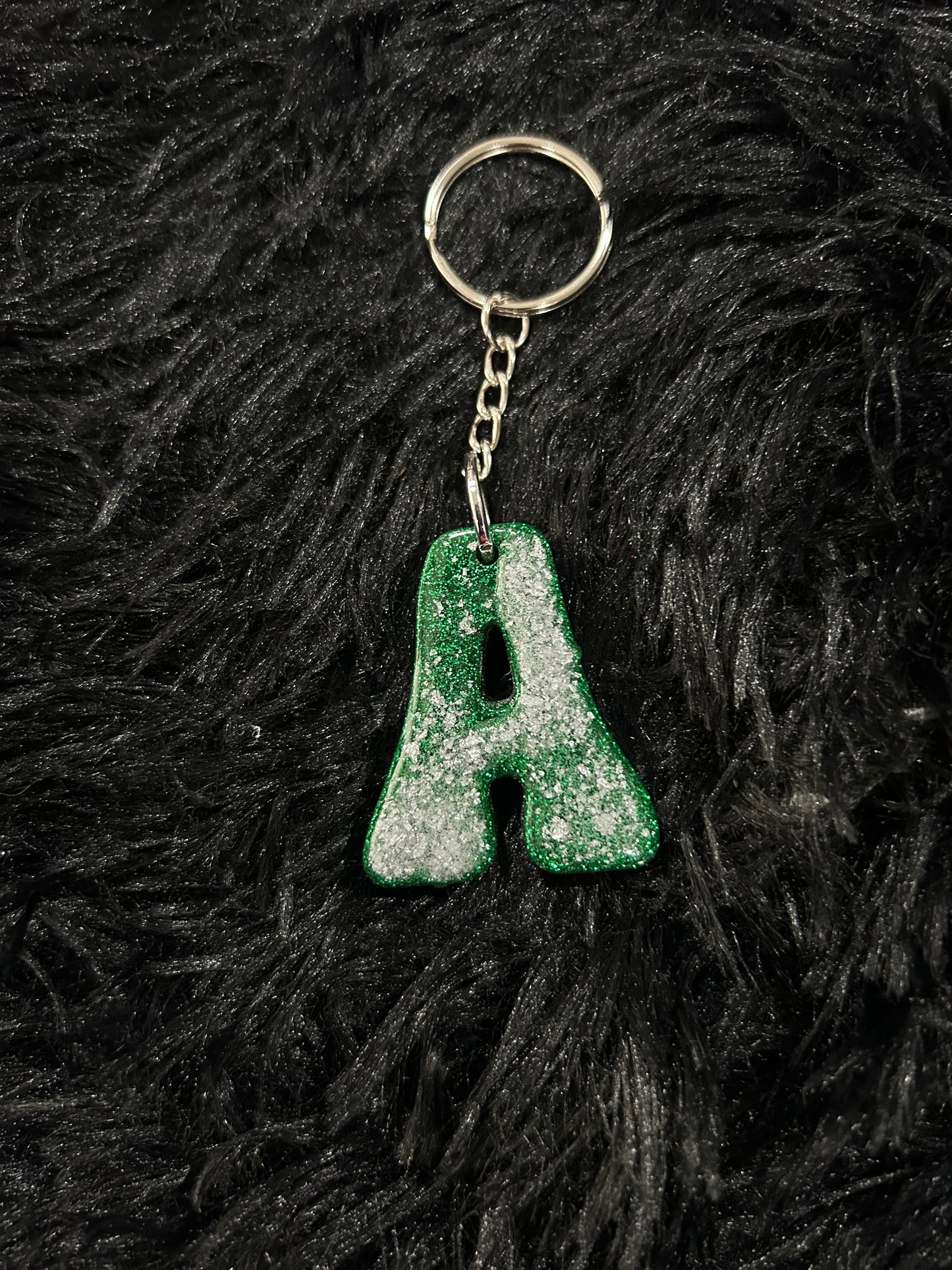 Custom Keychain - Letter Round Edges-GREEN