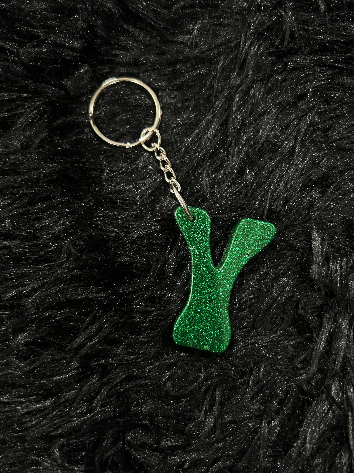 Custom Keychain - Letter Round Edges-GREEN