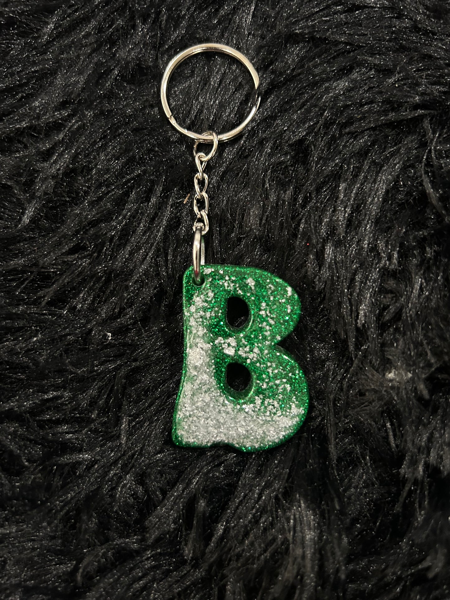 Custom Keychain - Letter Round Edges-GREEN