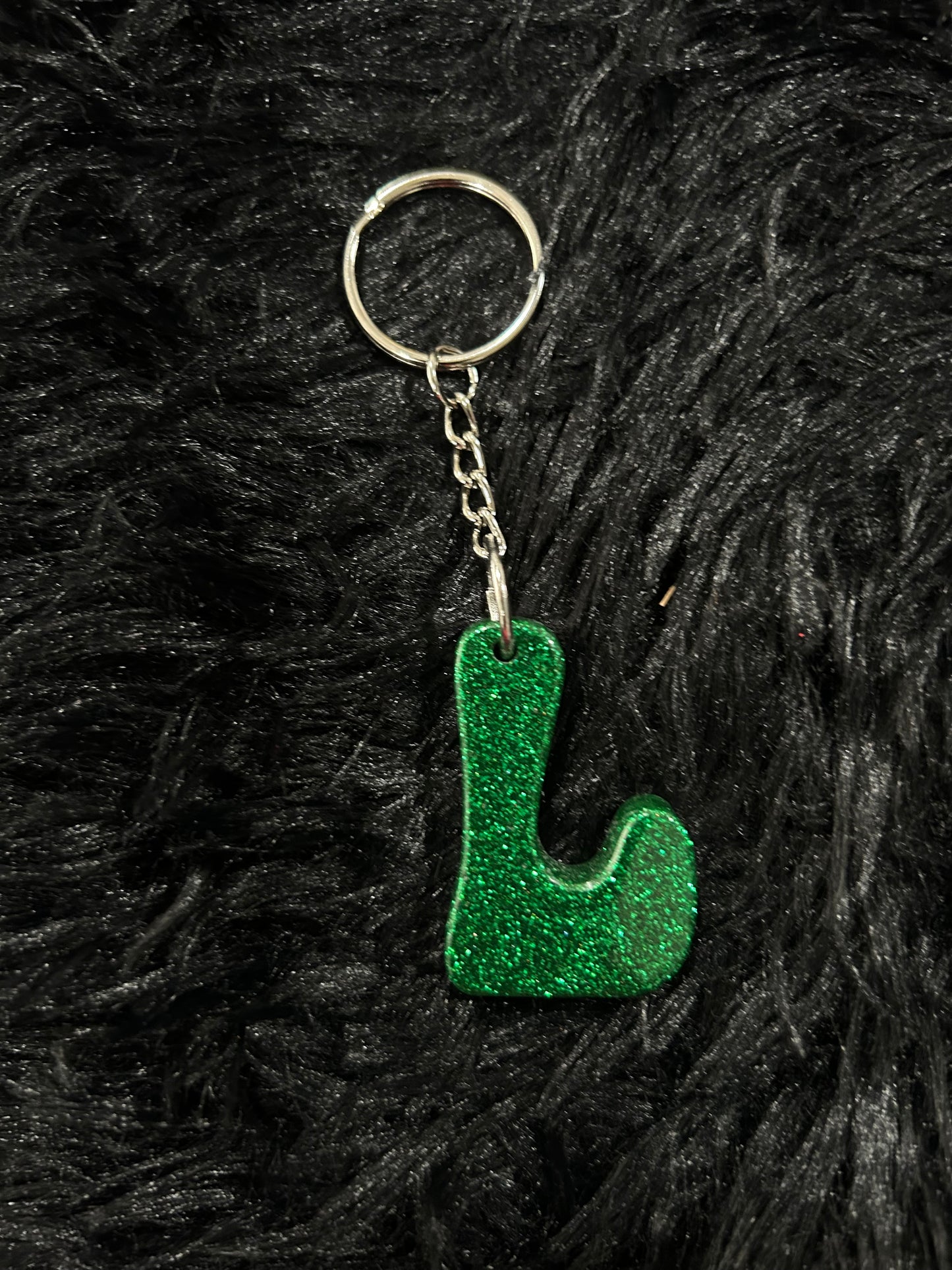 Custom Keychain - Letter Round Edges-GREEN