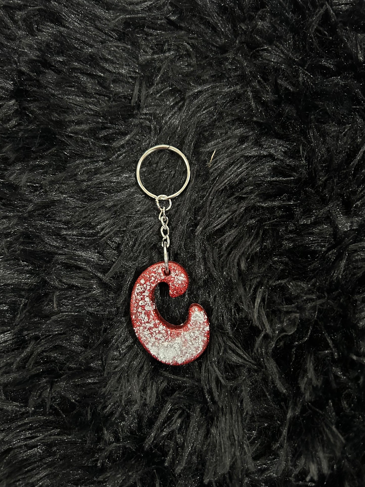 Custom Keychain - Letter Round Edges-RED
