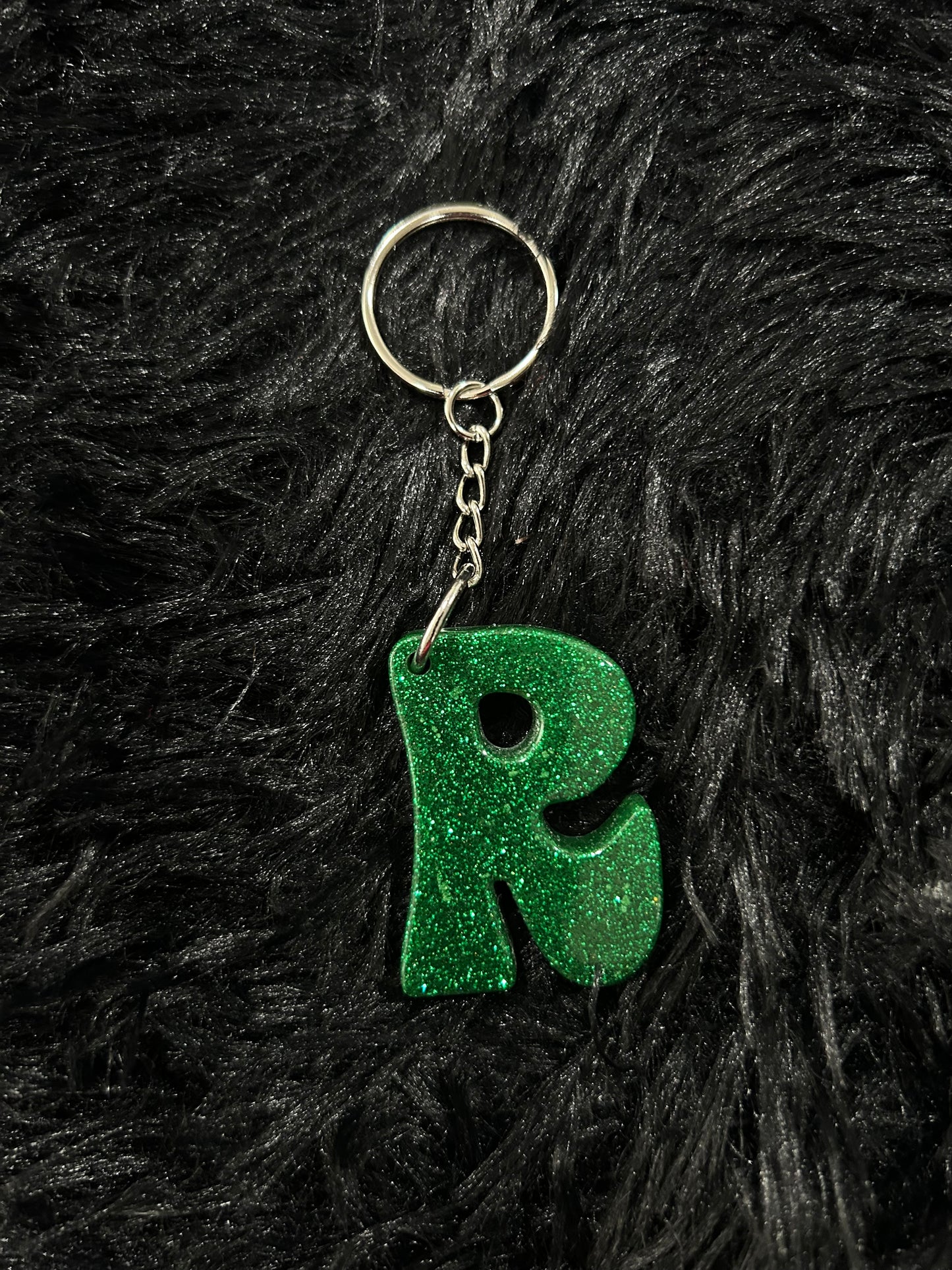 Custom Keychain - Letter Round Edges-GREEN
