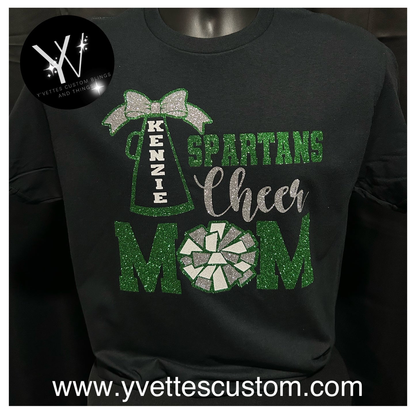 Cheer - Megaphone with Bow - (ALL Glitter) Spartans WSHS