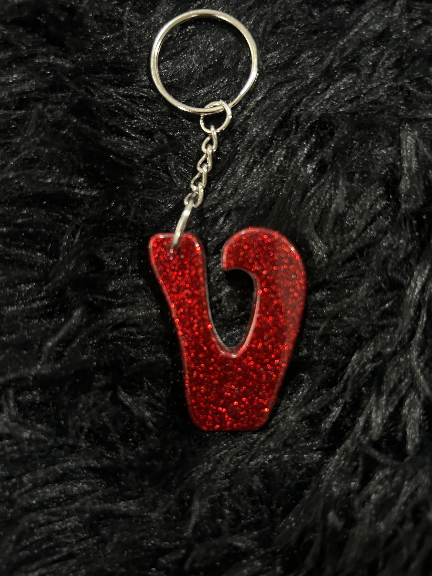 Custom Keychain - Letter Round Edges-RED