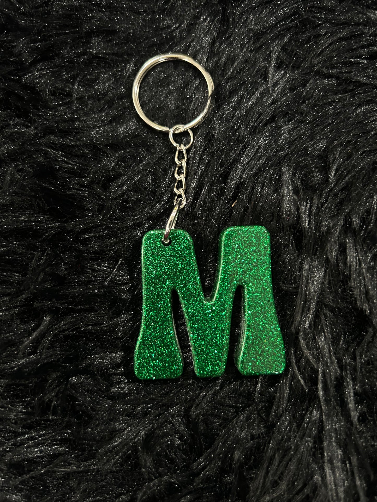 Custom Keychain - Letter Round Edges-GREEN