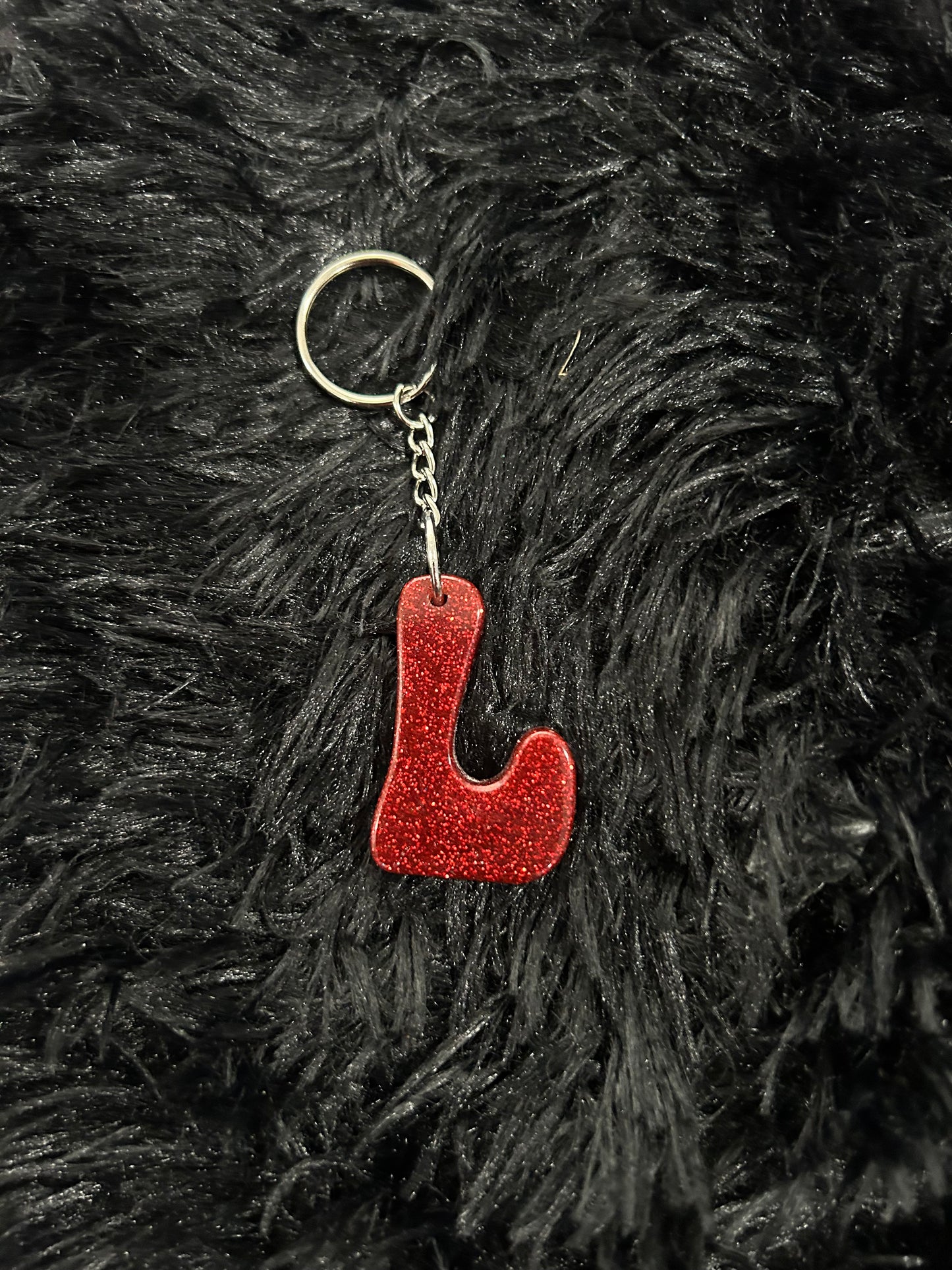 Custom Keychain - Letter Round Edges-RED