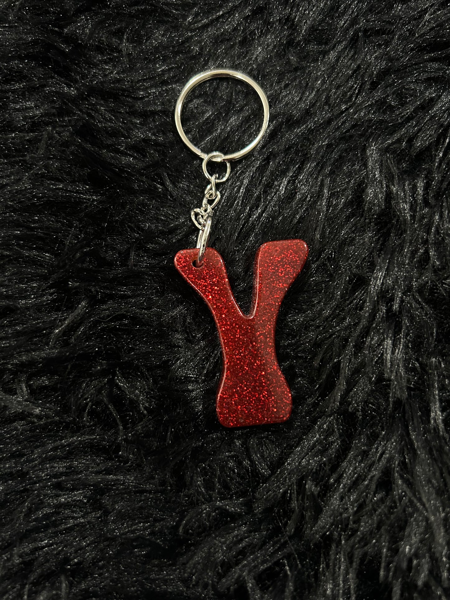 Custom Keychain - Letter Round Edges-RED