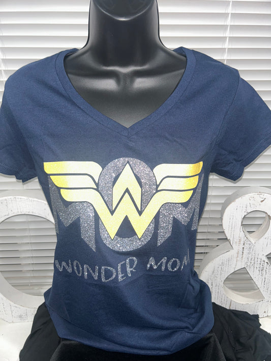 Wonder Mom (Blue - Vneck)