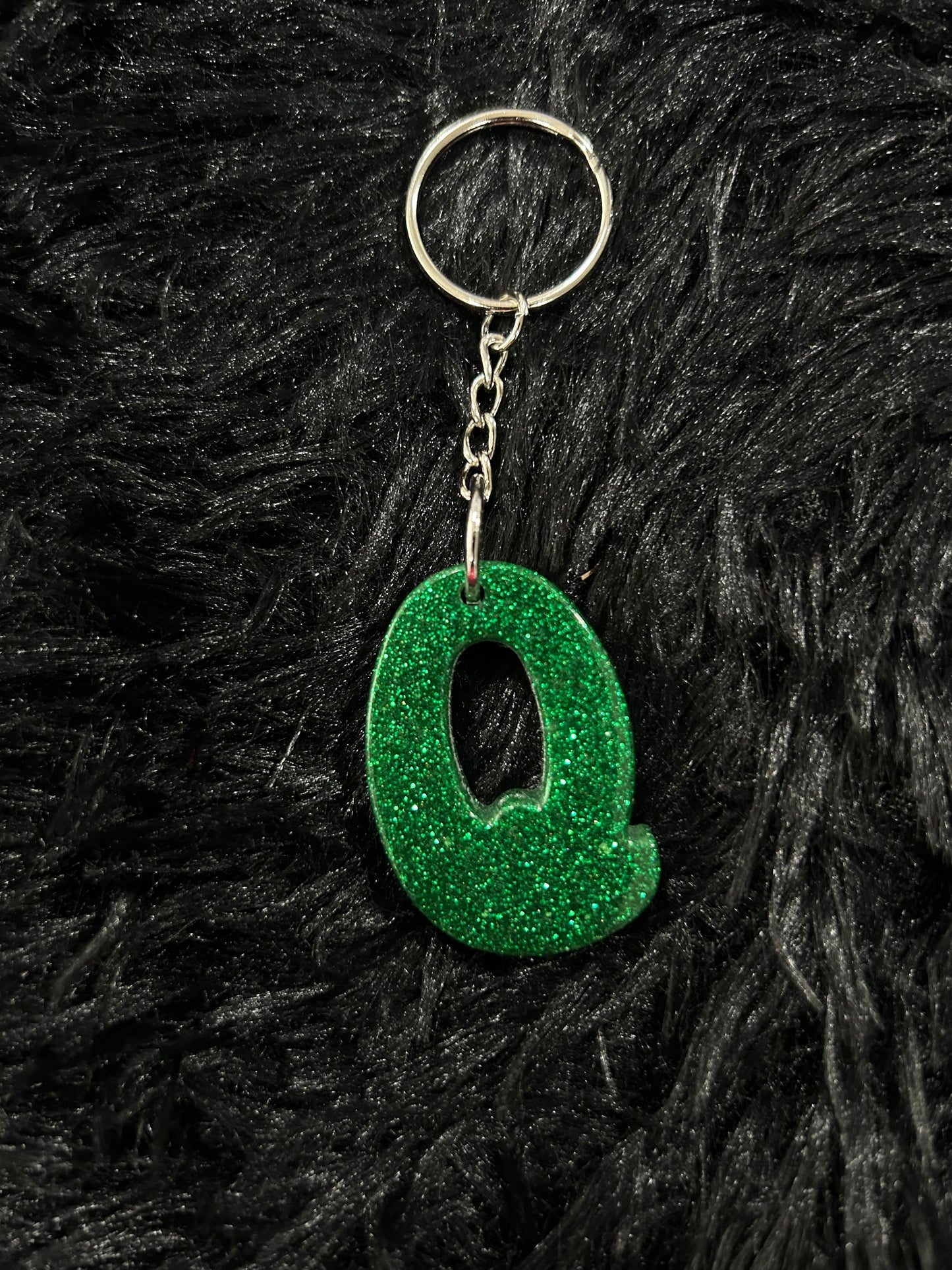 Custom Keychain - Letter Round Edges-GREEN