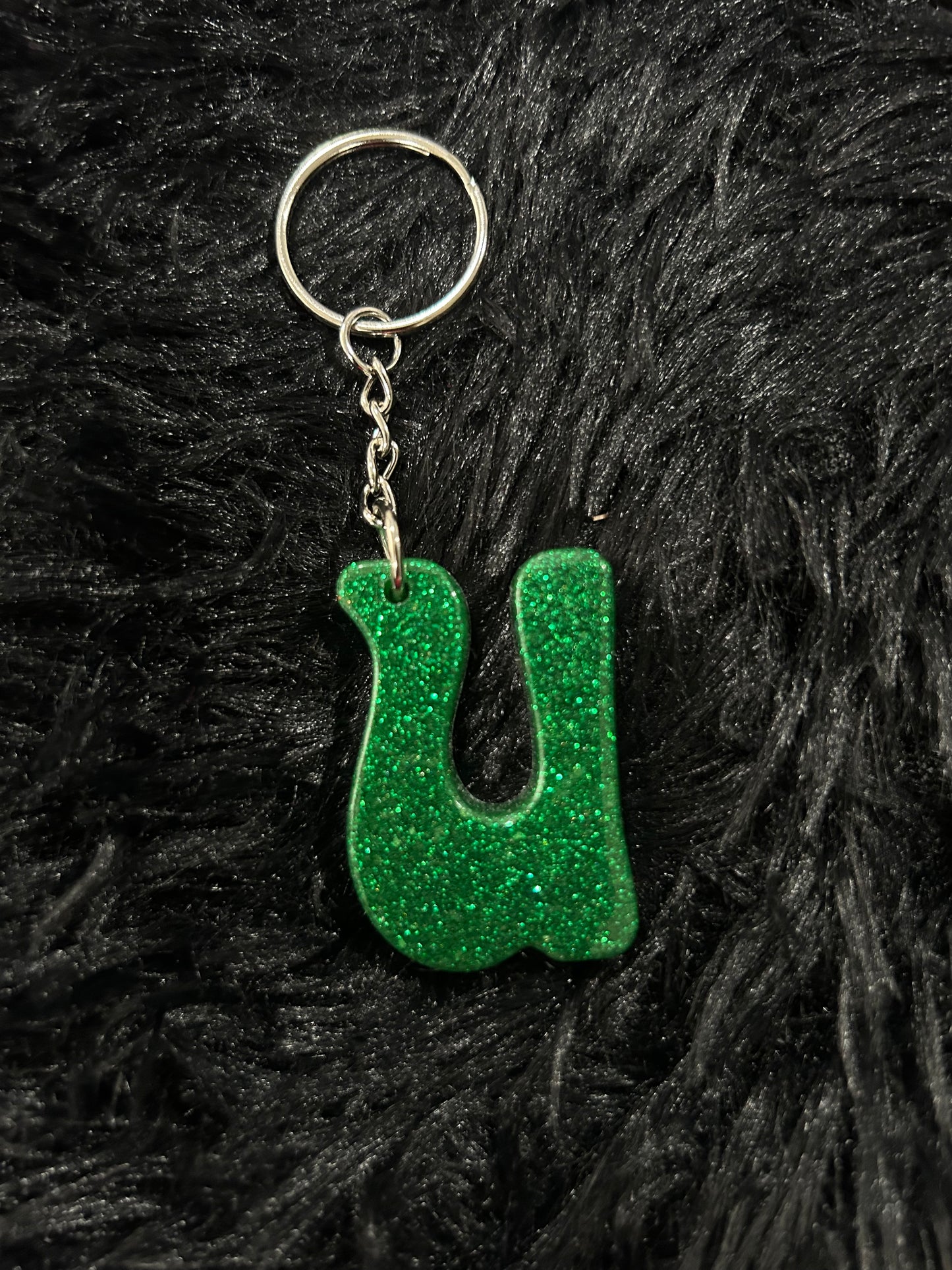 Custom Keychain - Letter Round Edges-GREEN