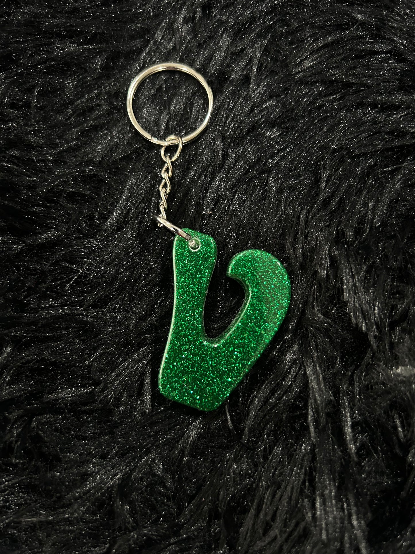 Custom Keychain - Letter Round Edges-GREEN