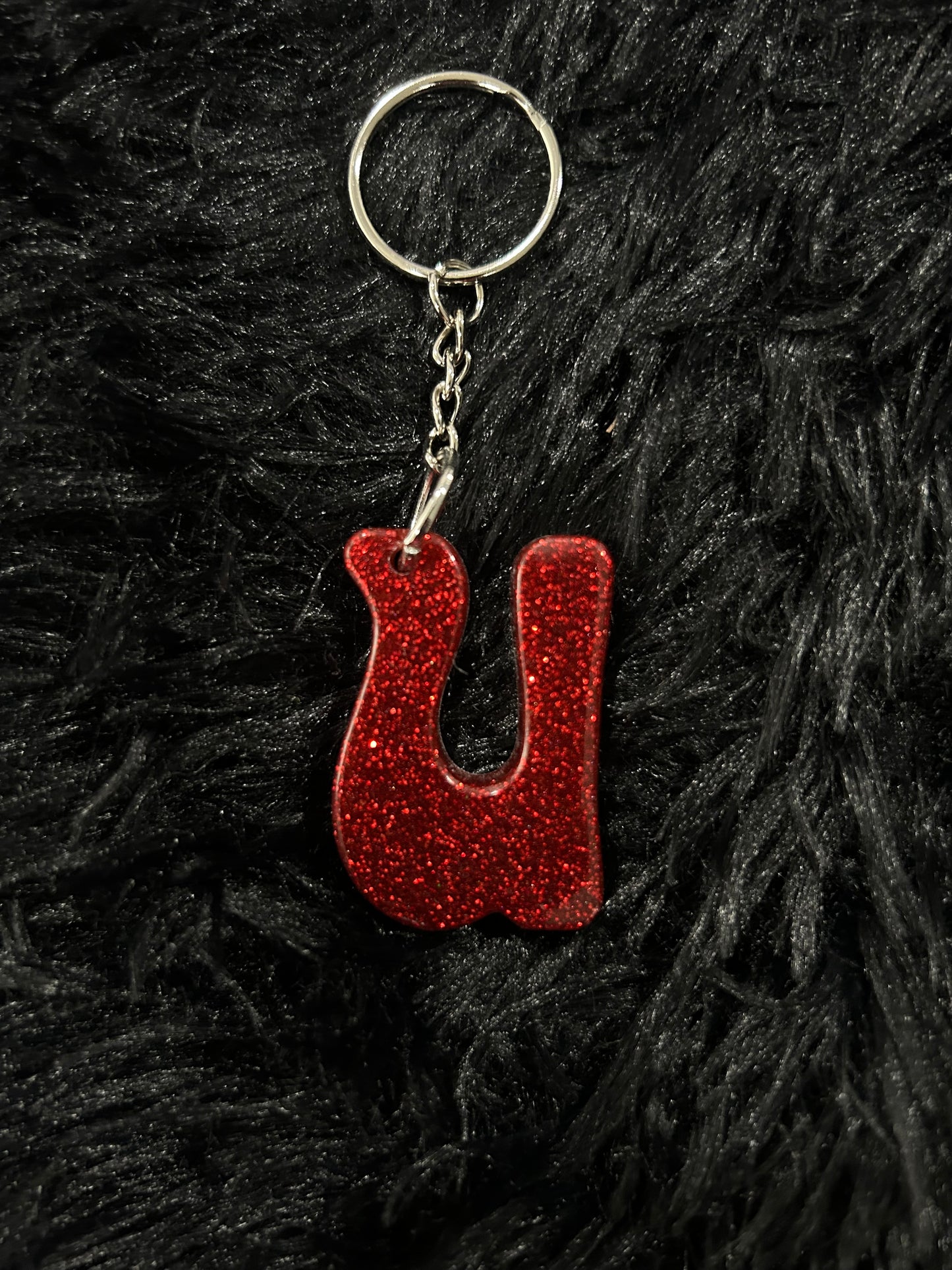 Custom Keychain - Letter Round Edges-RED