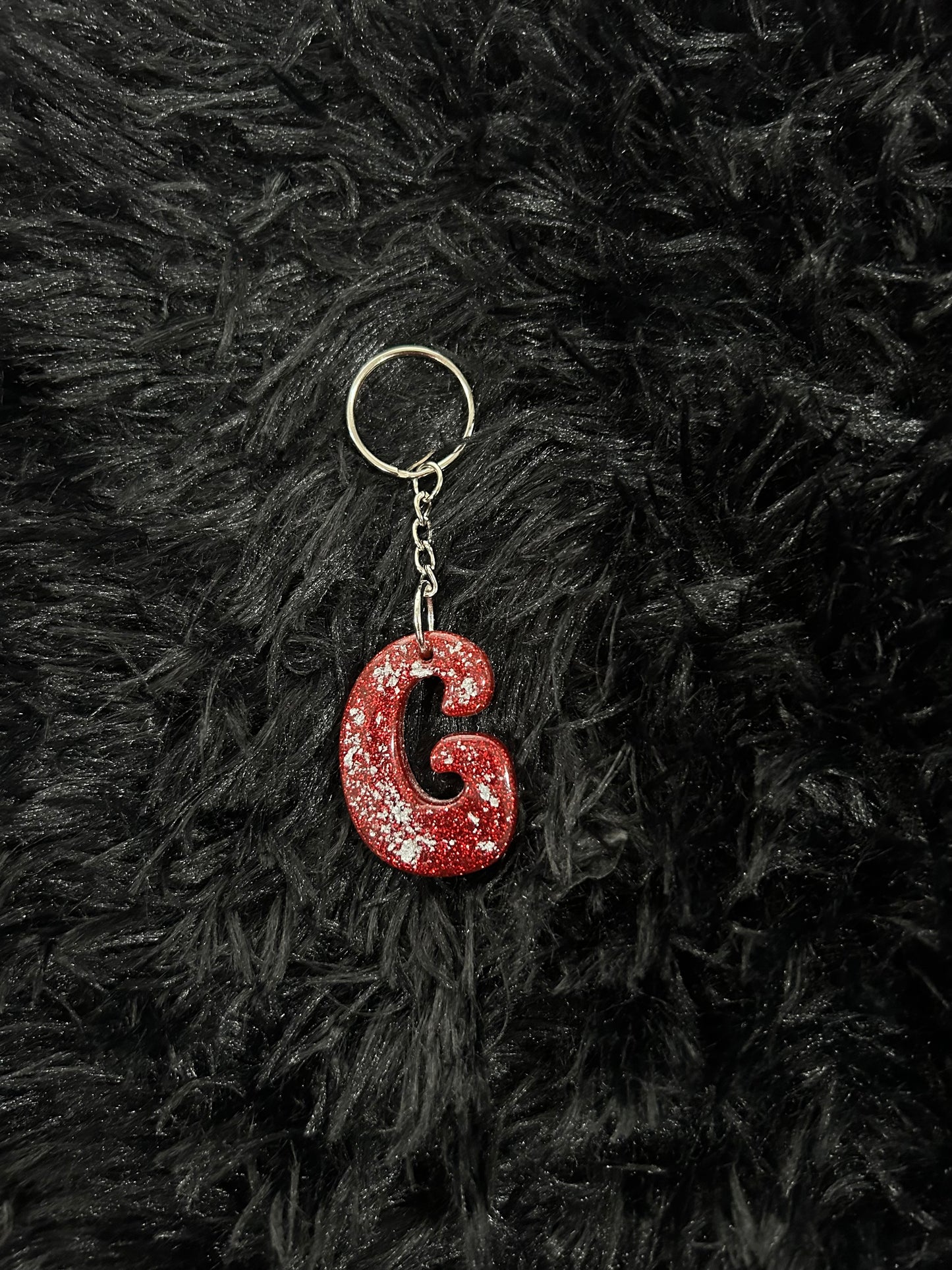 Custom Keychain - Letter Round Edges-RED