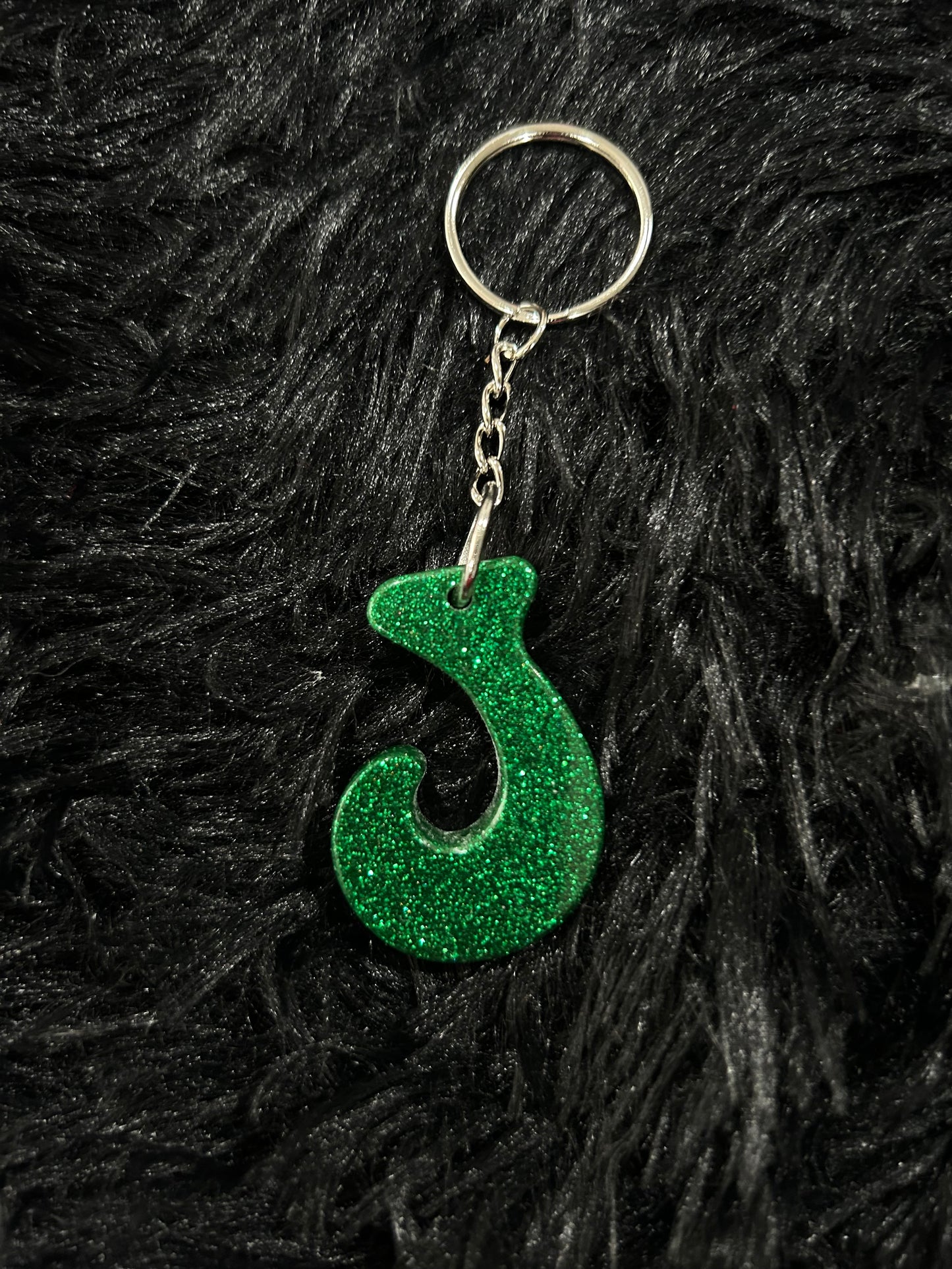 Custom Keychain - Letter Round Edges-GREEN