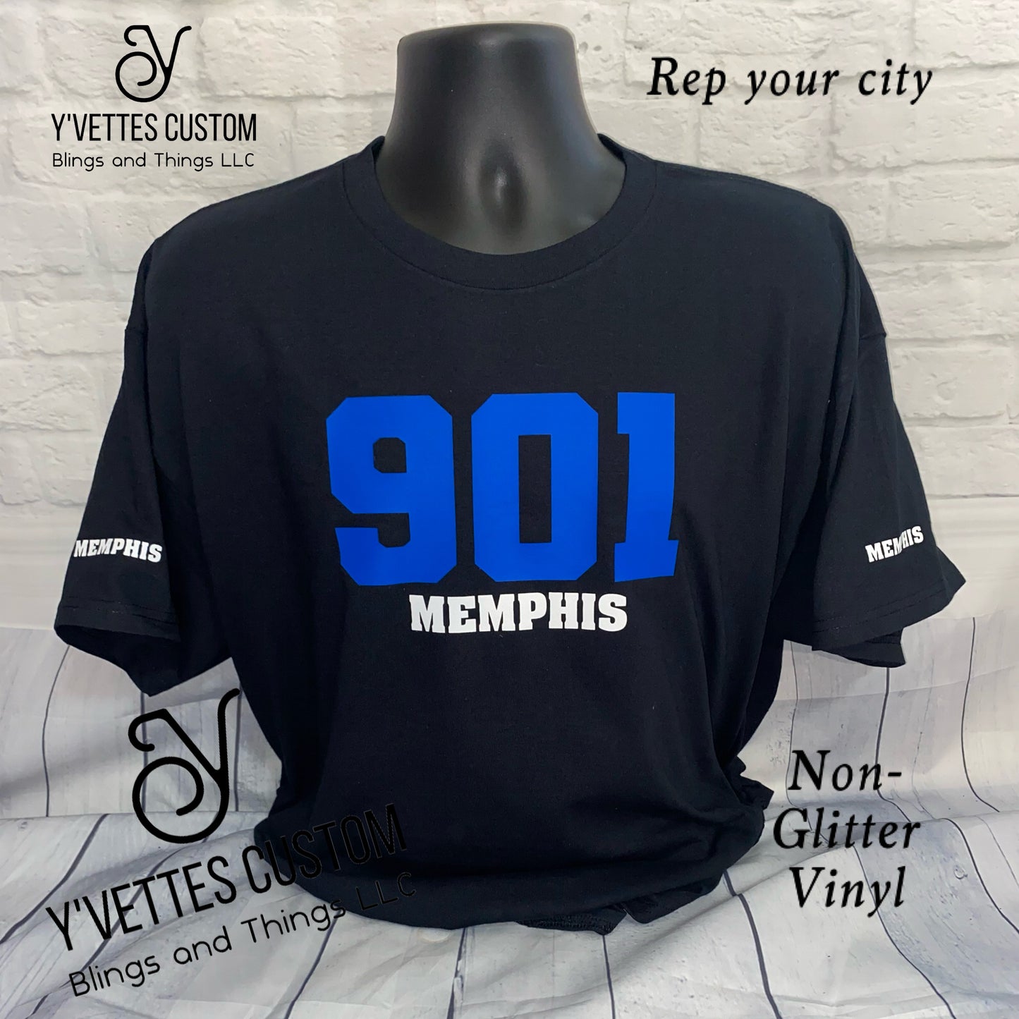 Rep Your City -901 Memphis (NonGlitter) Black Shirt